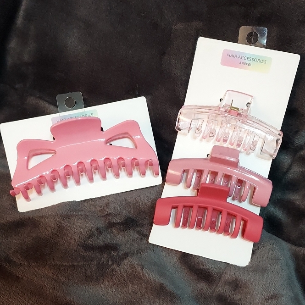 Pink Hair Claw Clips Bundle